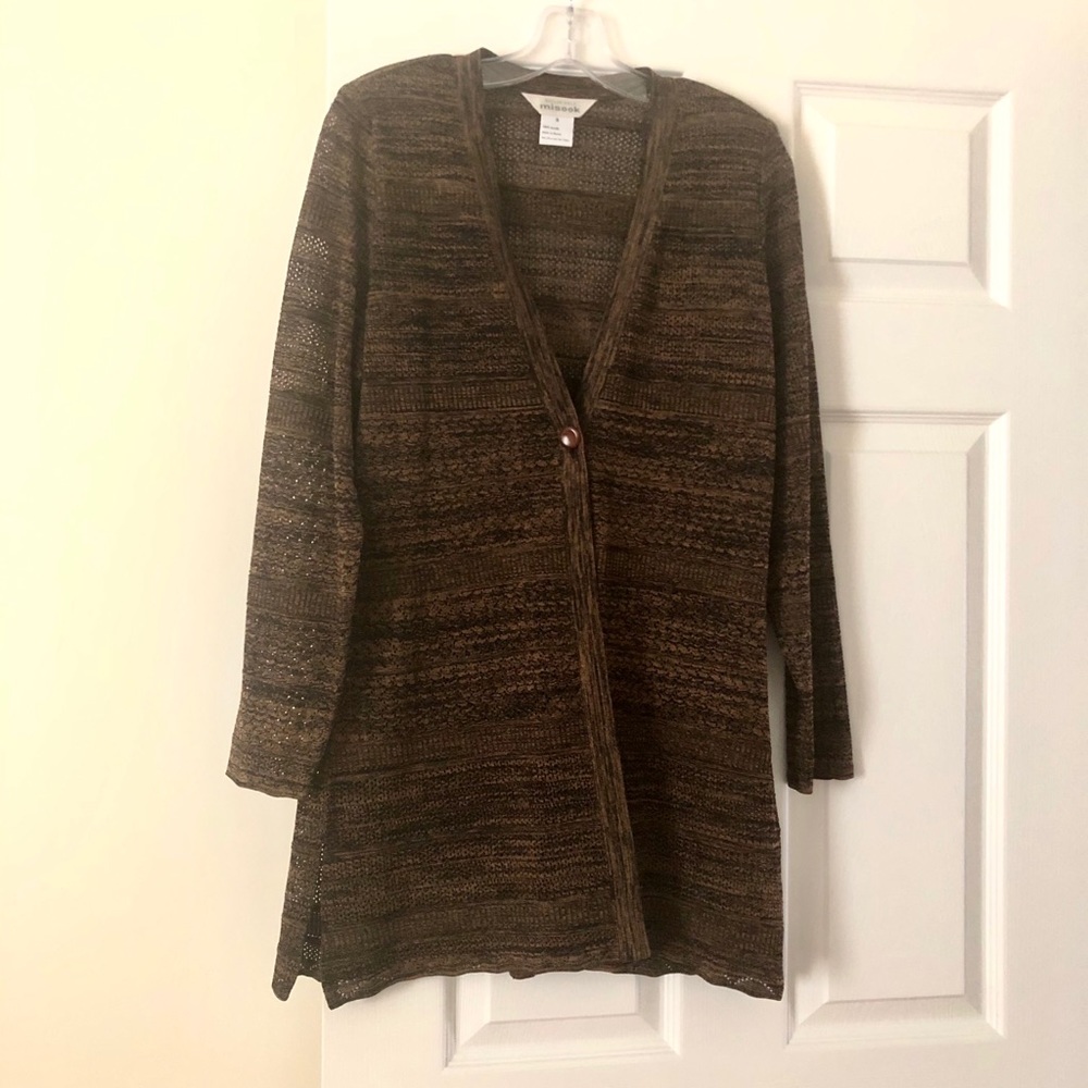Misook chestnut brown and black cardigan